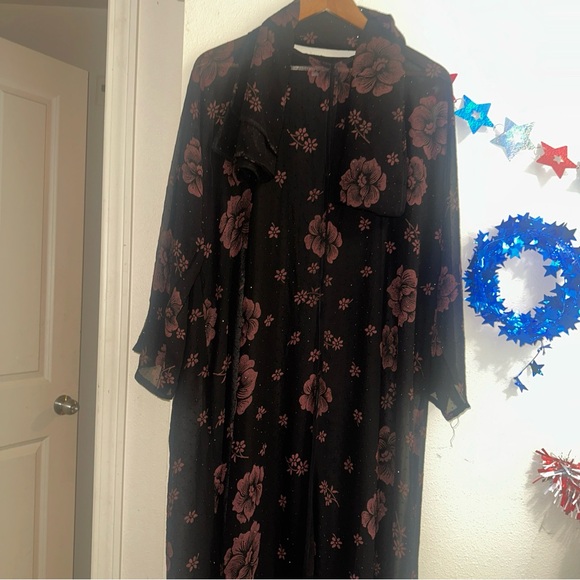 No. 6 Black and Pink Floral Long Sleeve Dress - Picture 3 of 5
